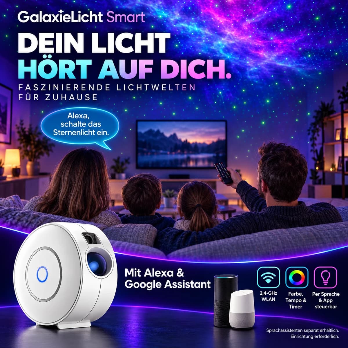 Światło słucha Twojego głosu. · GalaxieLicht Smart